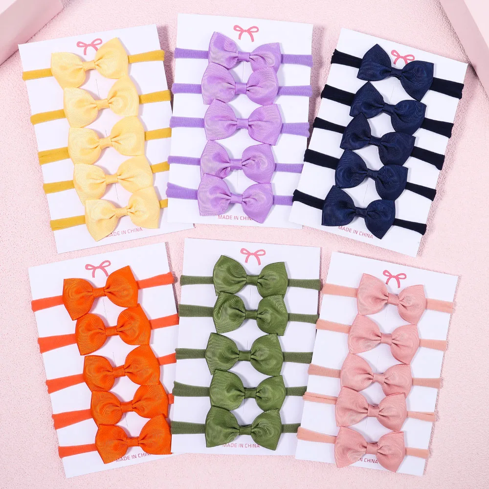 Baby Gear - 5 stks/set Meisjes Effen Kleur Strik
