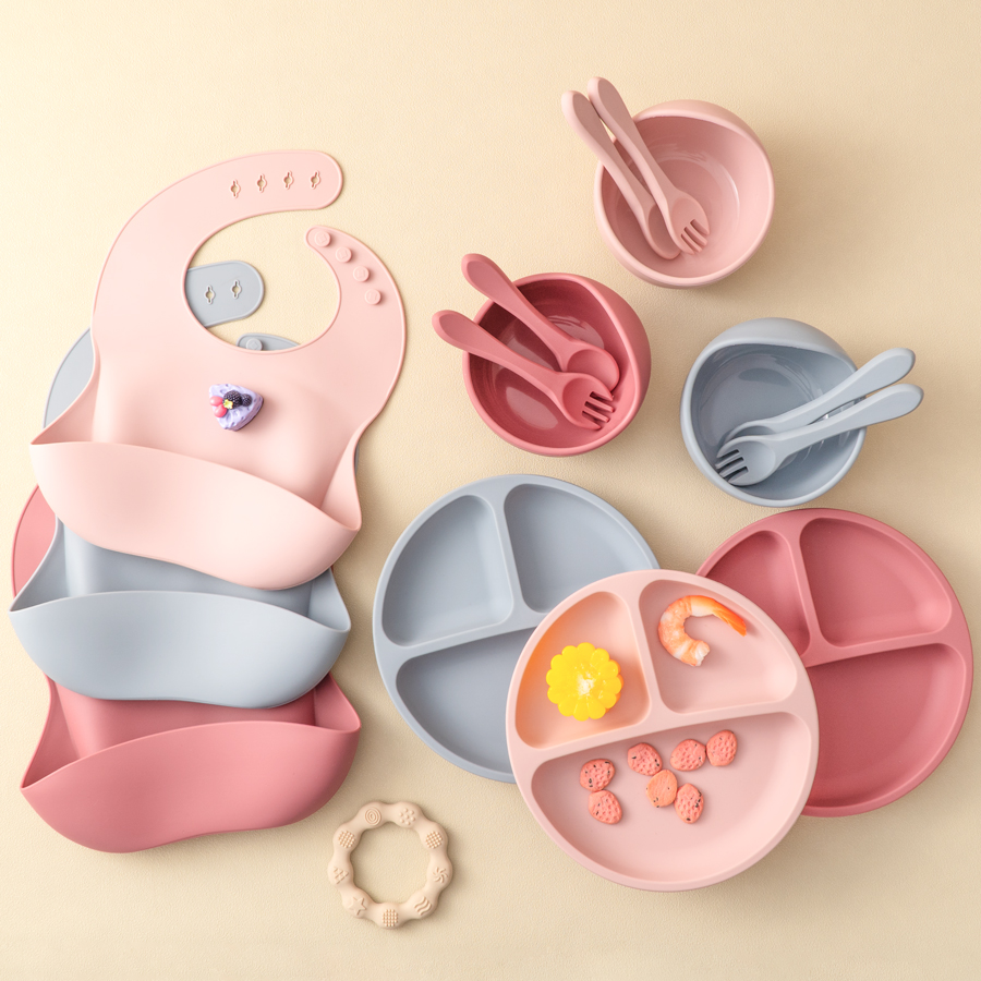 Waterproof Baby Bibs Silicone - 5 Stuks Baby Siliconen Voeden Set