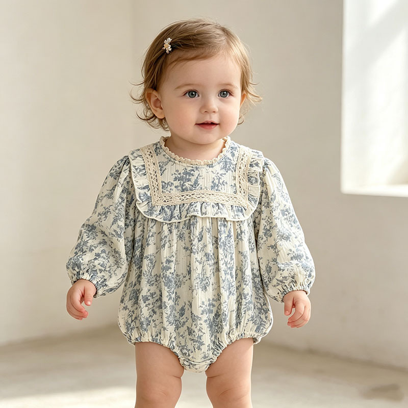 Newborn Baby Girl Romper Floral - Baby meisje bloemen romper met lange