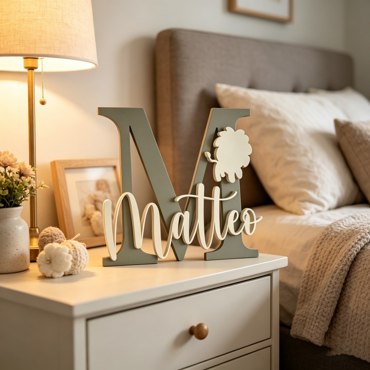 Nursery - 1Pc Aangepaste Leeuw Naam & Initial