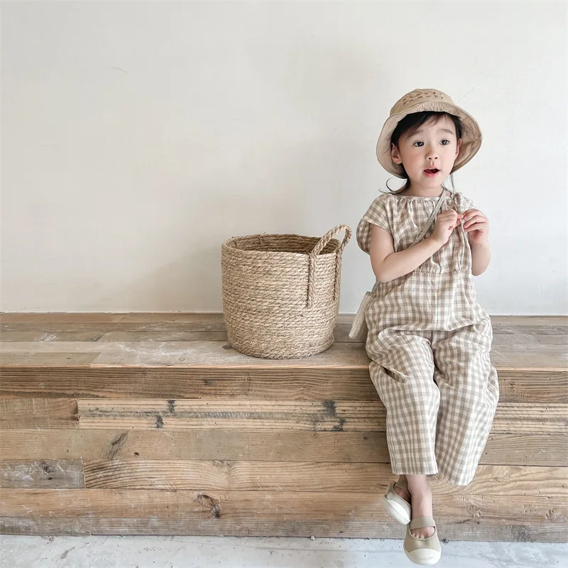 Baby Meisjes Geruite Overalls  - Baby Summer Linen Sleeveless Jumpsuit recensie en prijs